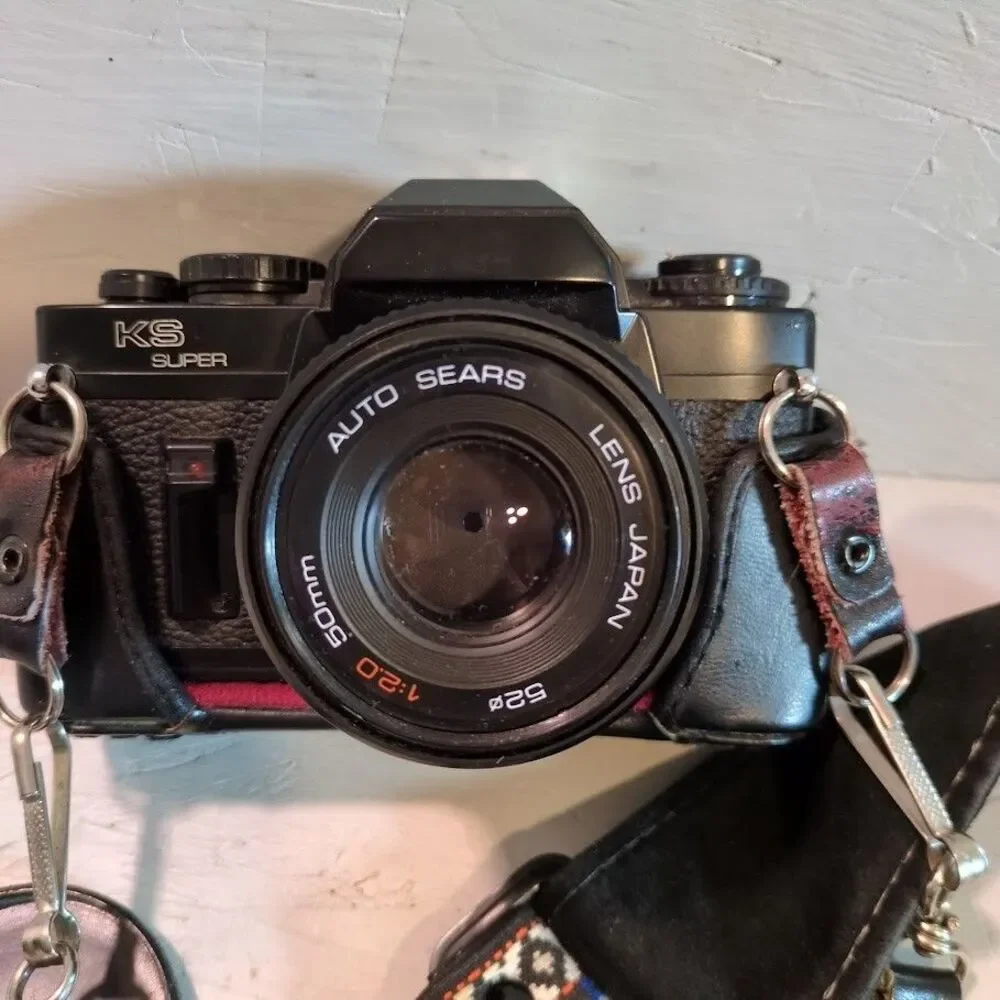 VTG SEARS KS Super 35mm SLR Film Cameran LOT Case Lenses Flash MISC